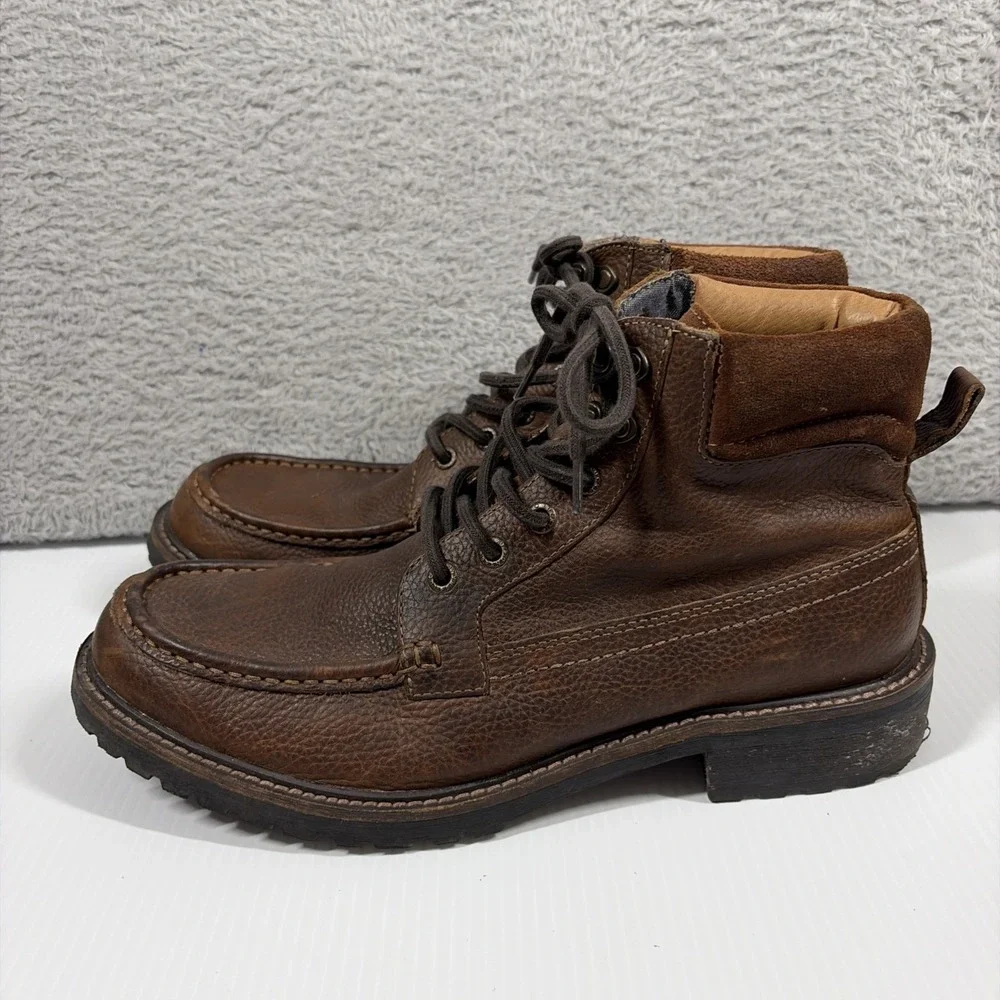 Lucky Brand Brown Leather Moc Toe Work Boots Mens 9 M-102533 Lug Heritage Logger